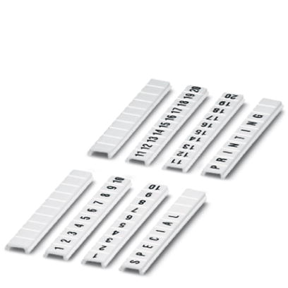 Phoenix Contact Zack Marker strip; flat; White; Labeled according to customer specifications; Snap into flat marker groove; 4.2mm; Lettering field: 4.2 x 5.2mm